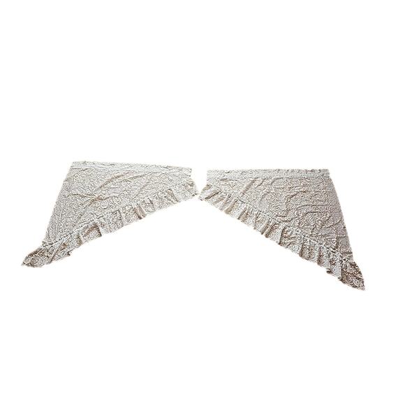 Elegant Beige Lace Swag Style Valance 2 Panels Romantic Floral Design 37x33 in - Picture 1 of 8